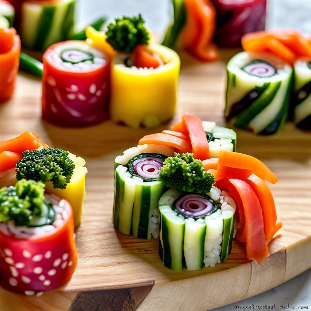 bite sized veggie rolls