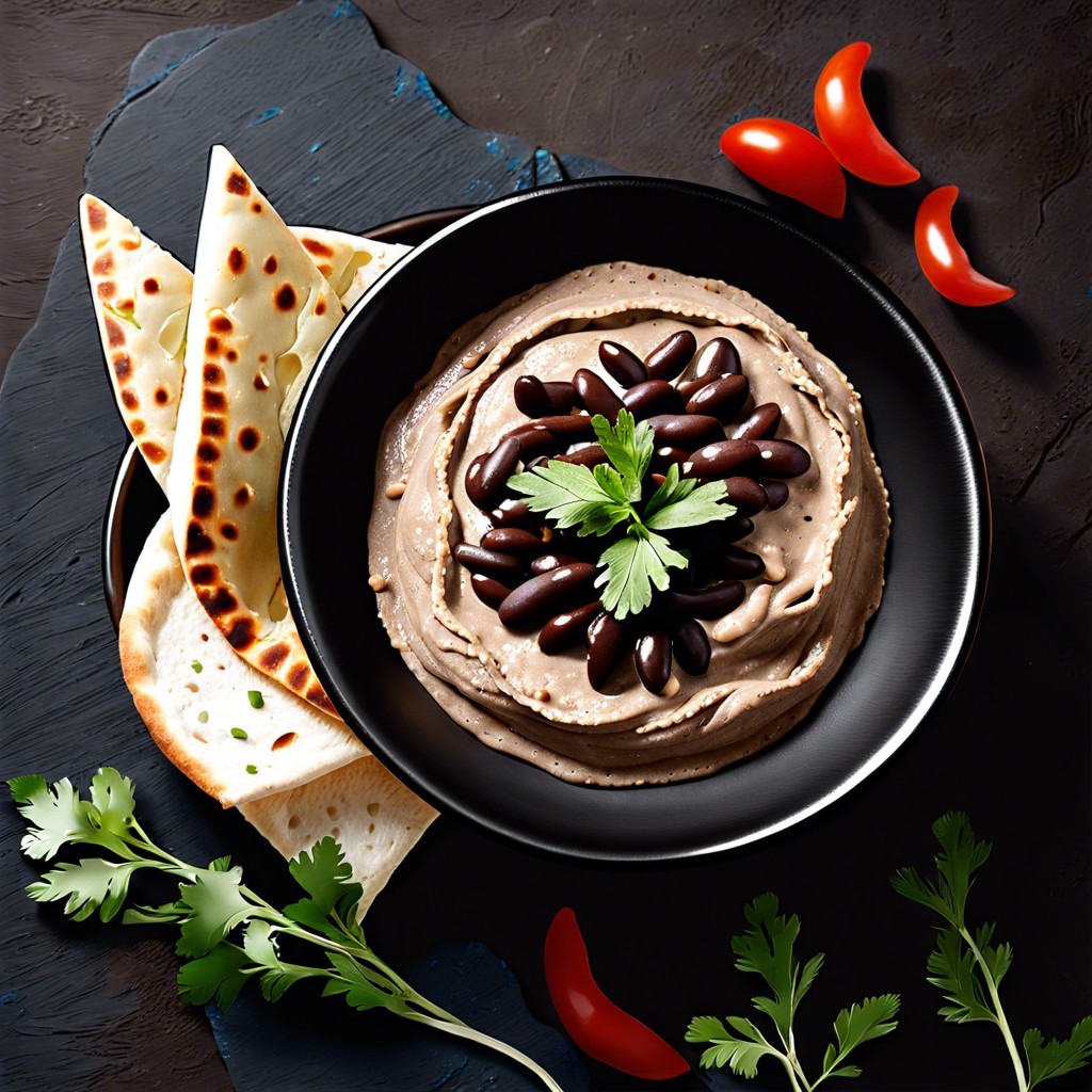 black bean hummus with pita