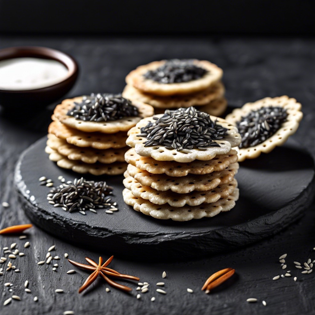 black sesame rice crackers