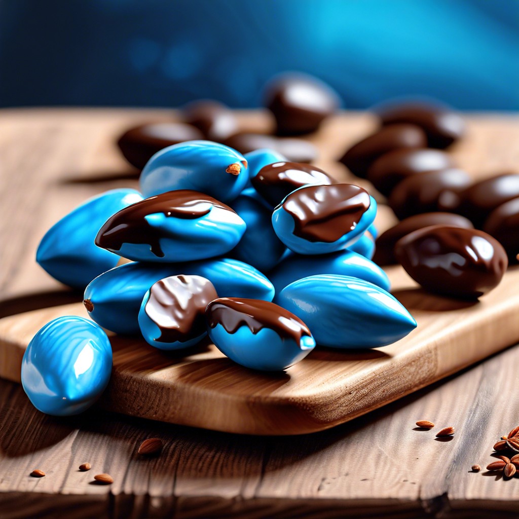 blue chocolate covered almonds