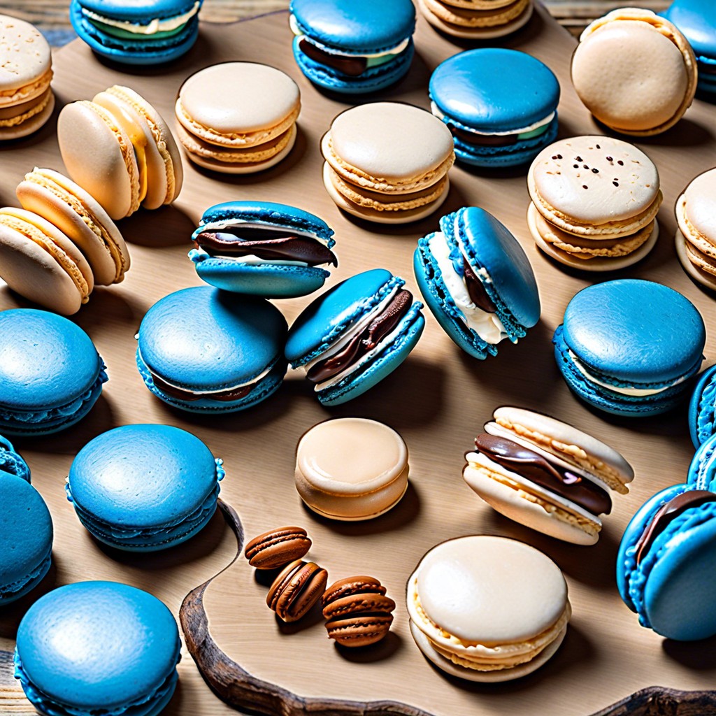 blue hued macarons