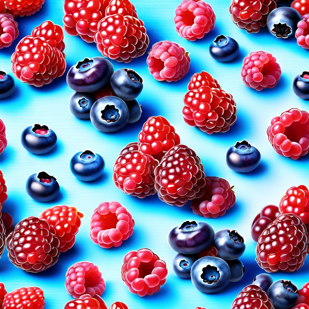 blueberry and raspberry clusters