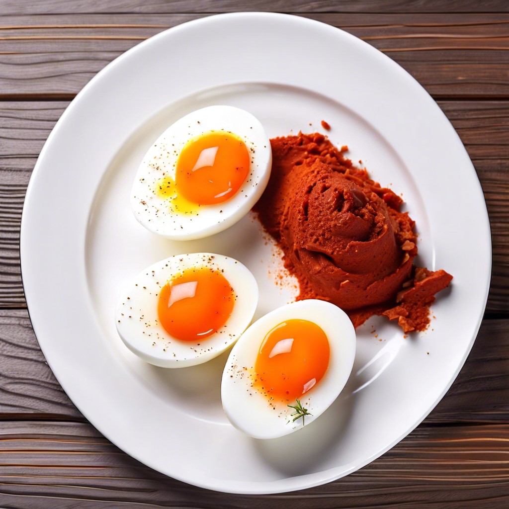 boiled eggs sprinkled with paprika