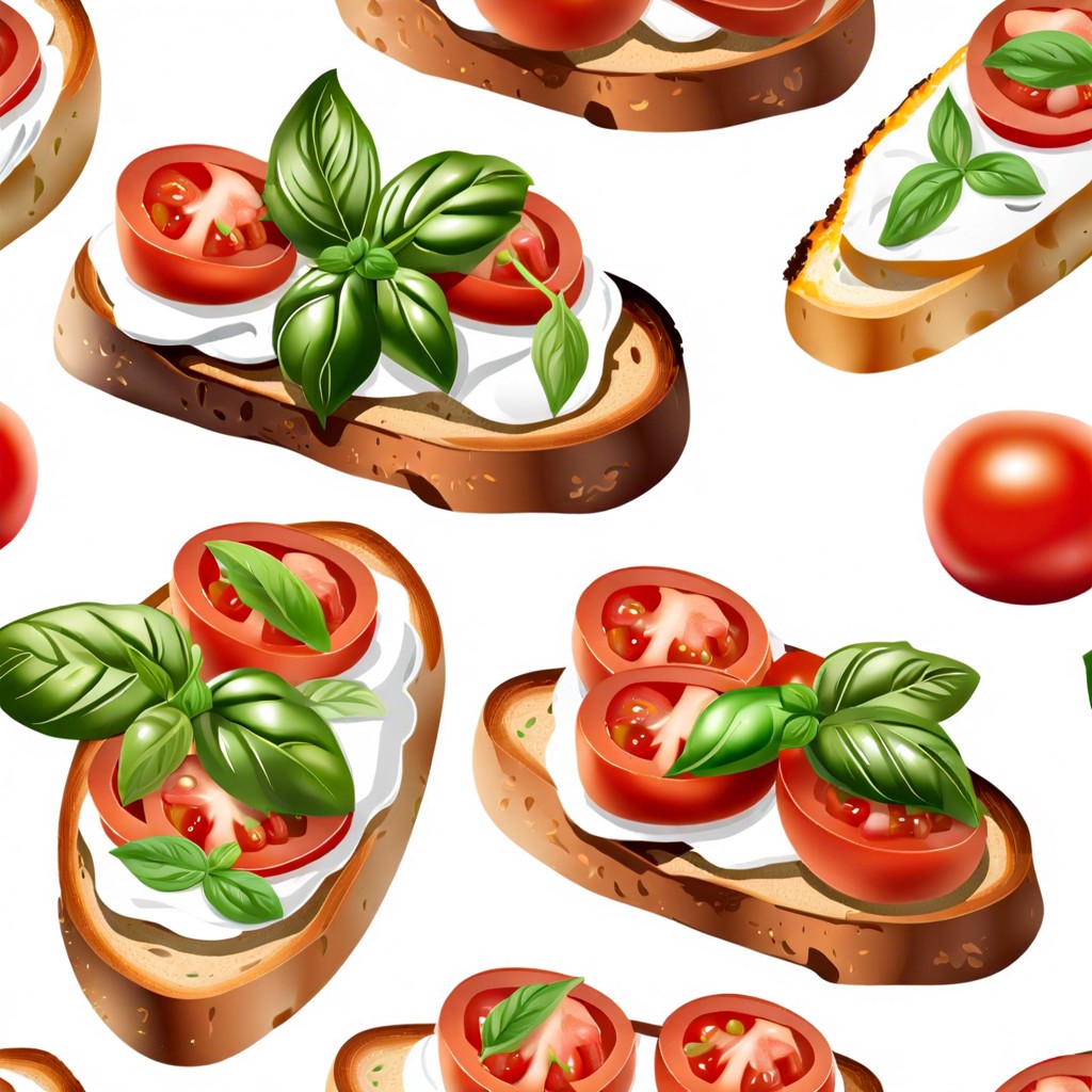 breakfast bruschetta with tomato and basil