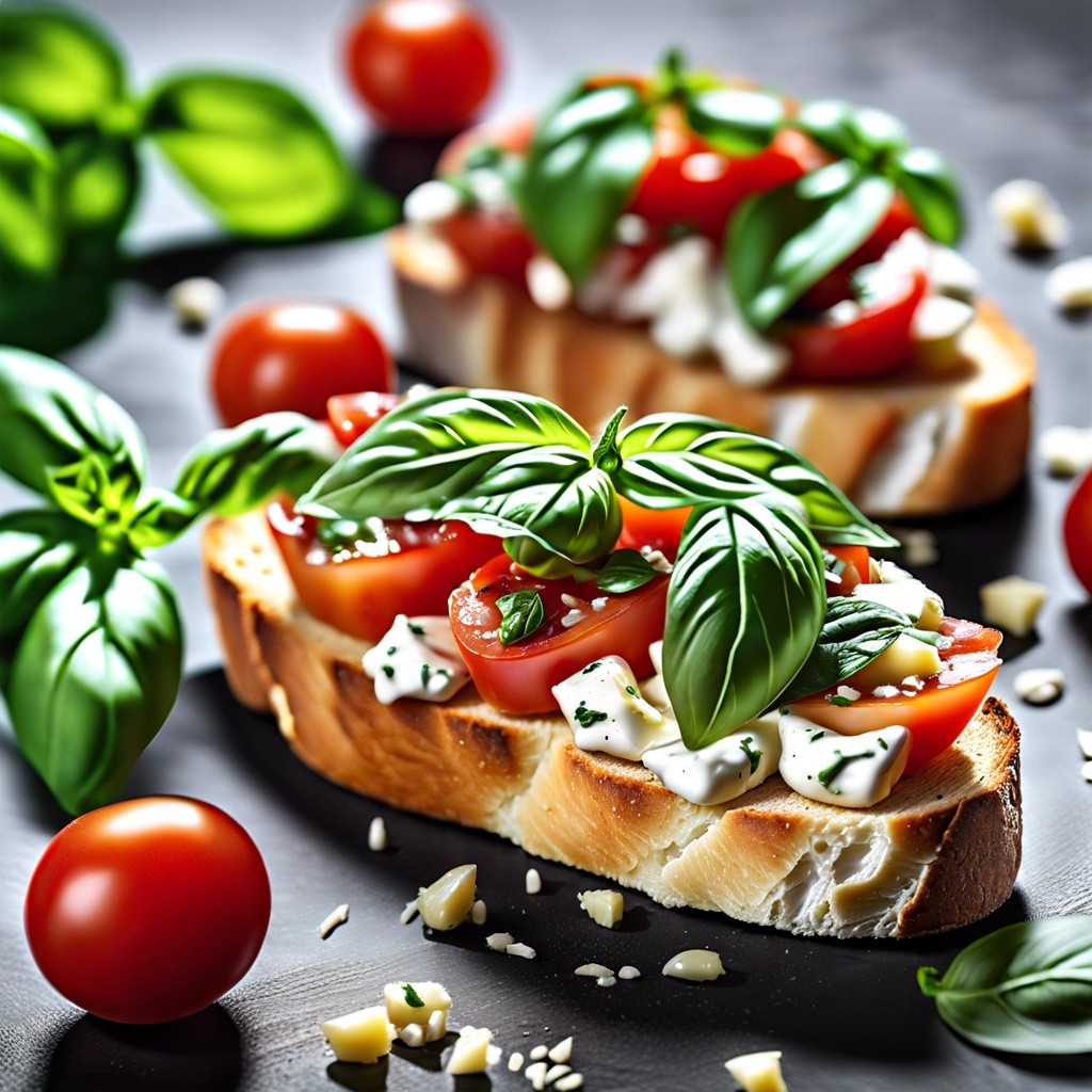 brie and basil tomato bruschetta