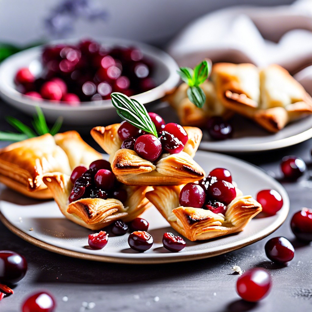 brie and cranberry puff pastry bites