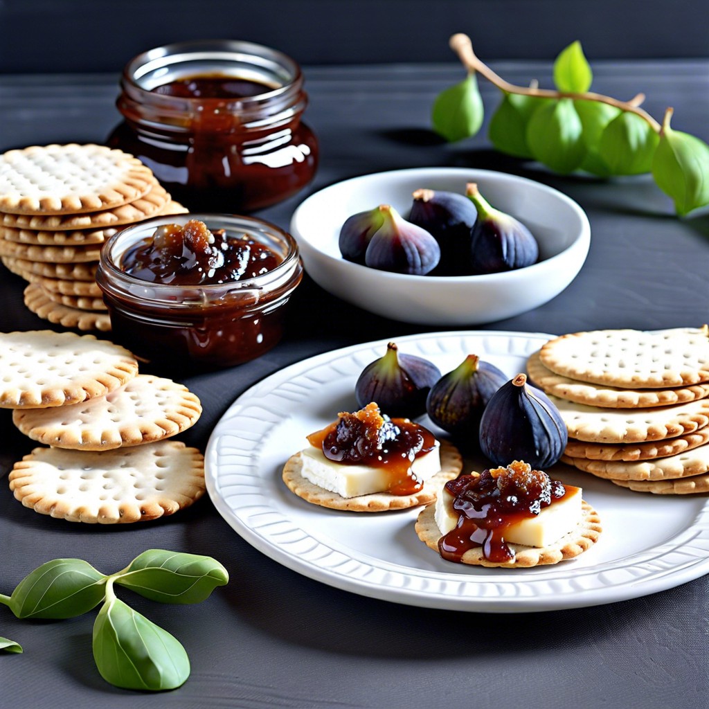 brie and fig jam on crackers