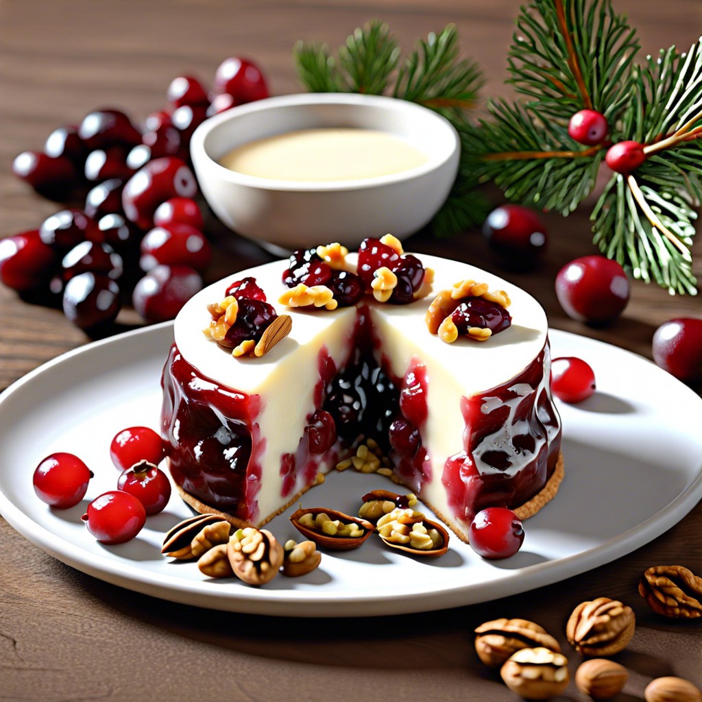 brie with walnut and cranberry topping