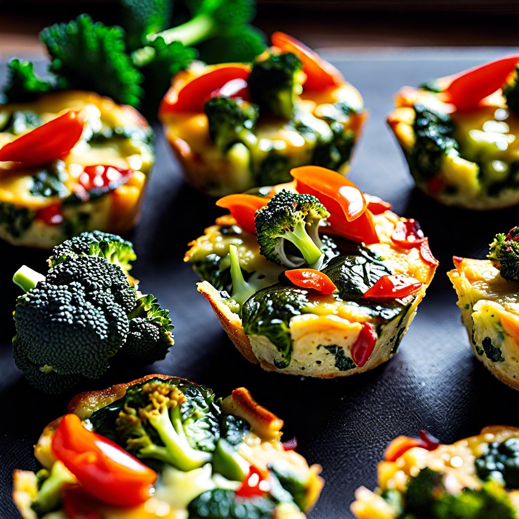 broccoli and red pepper mini frittatas