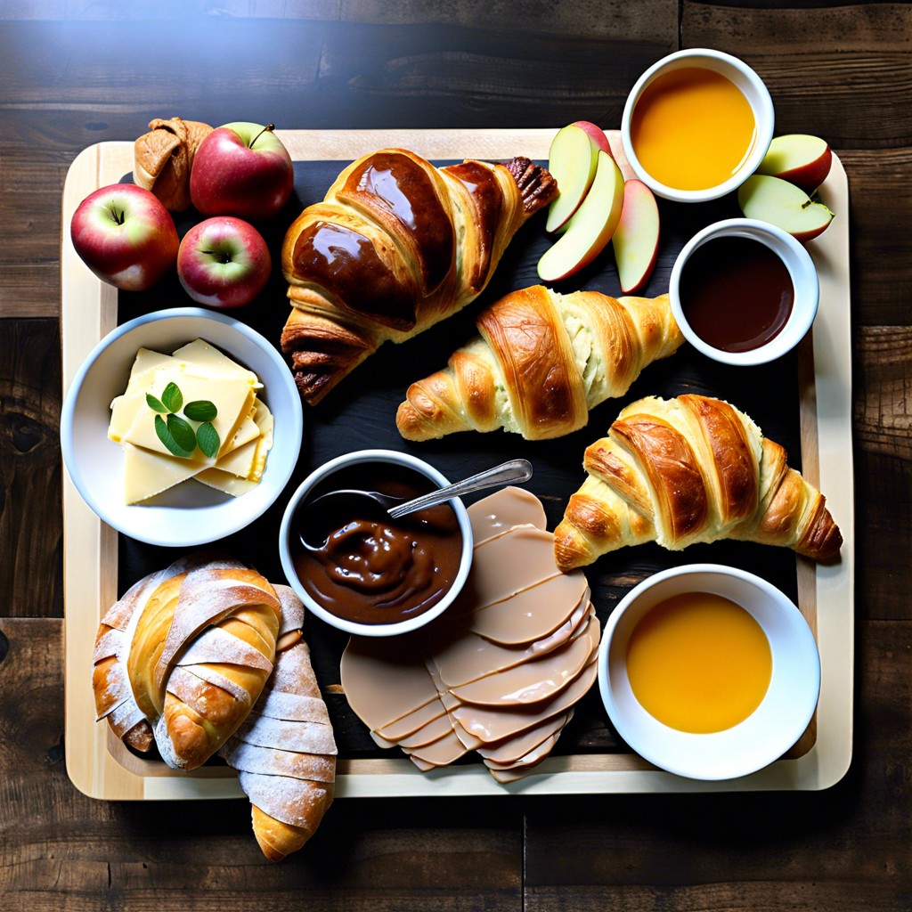 brunch board smoked turkey cheddar apple butter croissants