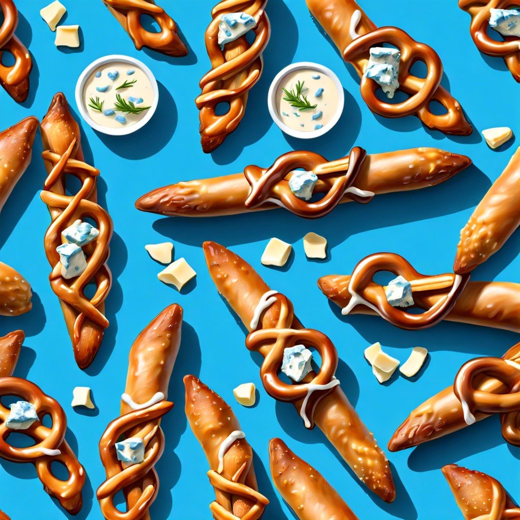 buffalo pretzel sticks with blue cheese