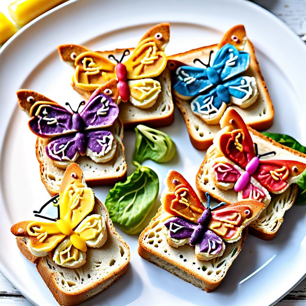 butterfly sandwiches with stamped bread