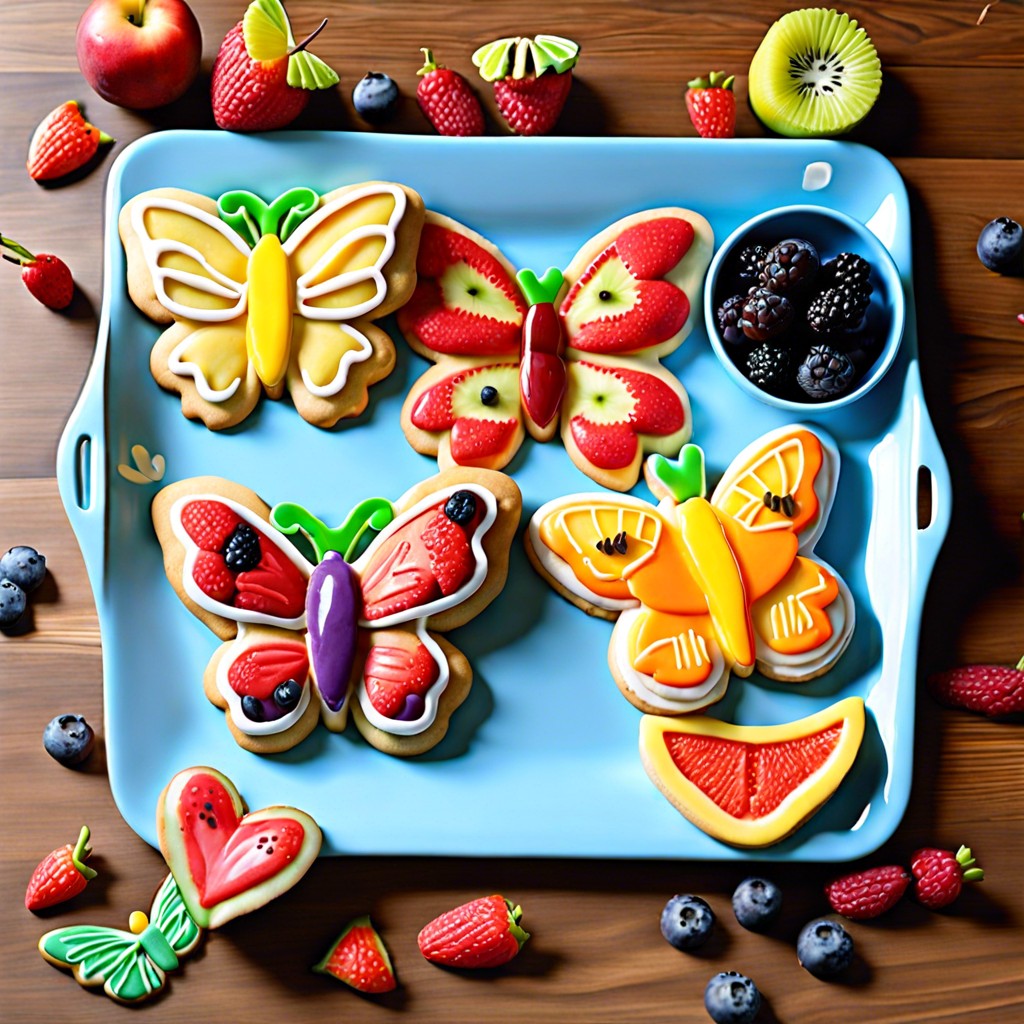 butterfly shaped fruit platters using cookie cutters