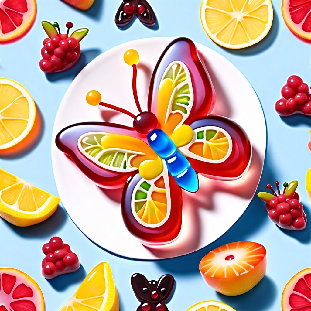 butterfly shaped jell o jigglers with fruit pieces
