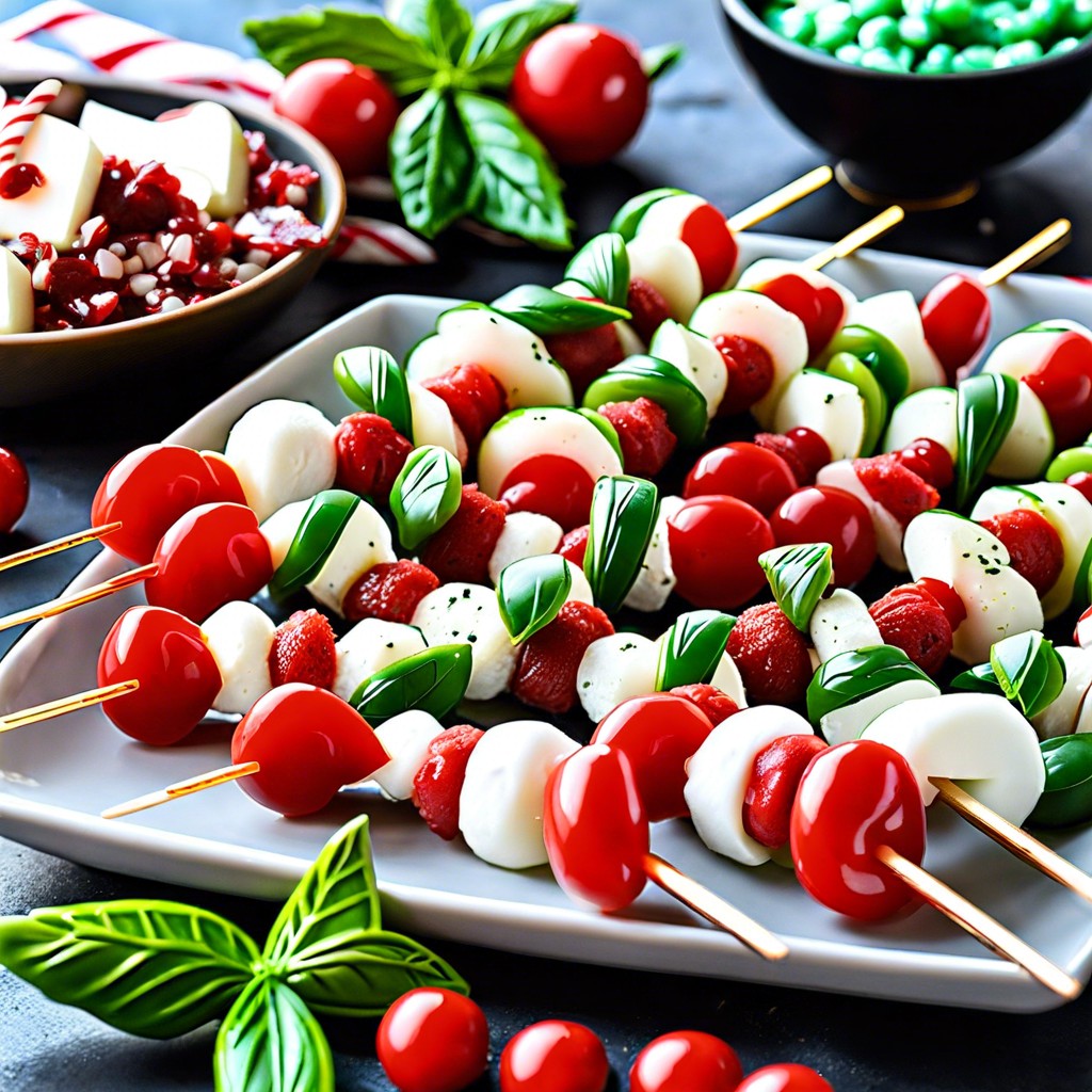 candy cane caprese skewers