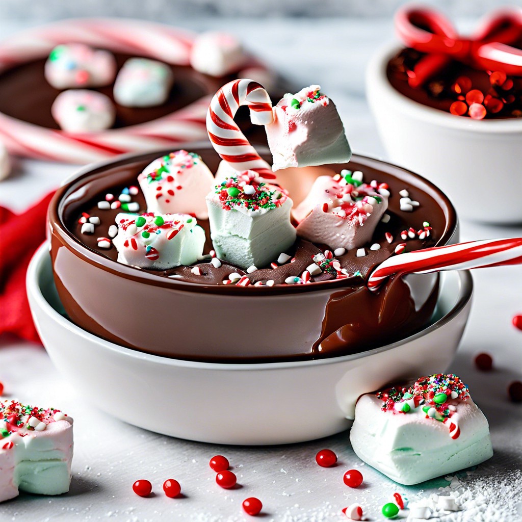 candy cane marshmallow dips candy canes melted chocolate sprinkles