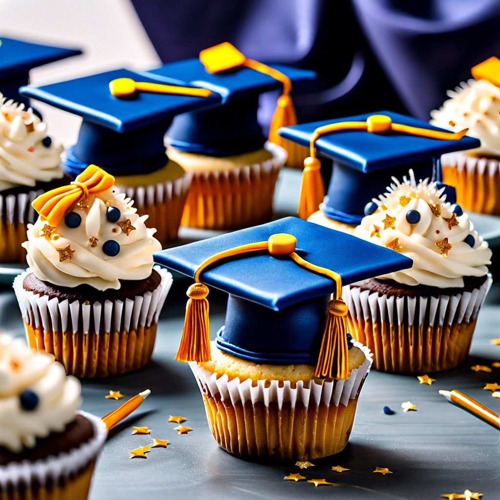 cap and gown cupcakes