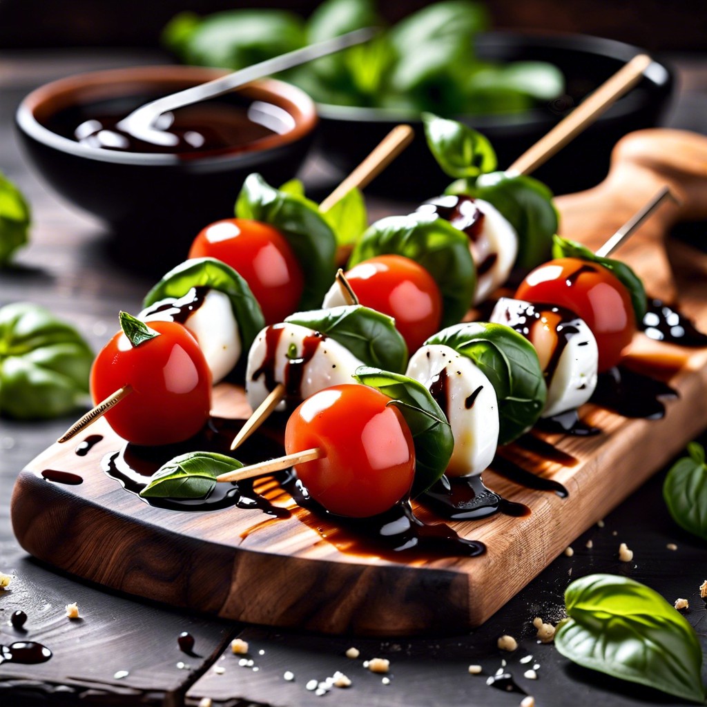 caprese skewers with balsamic glaze