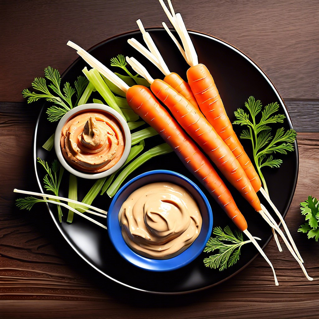 carrot sticks with hummus dip