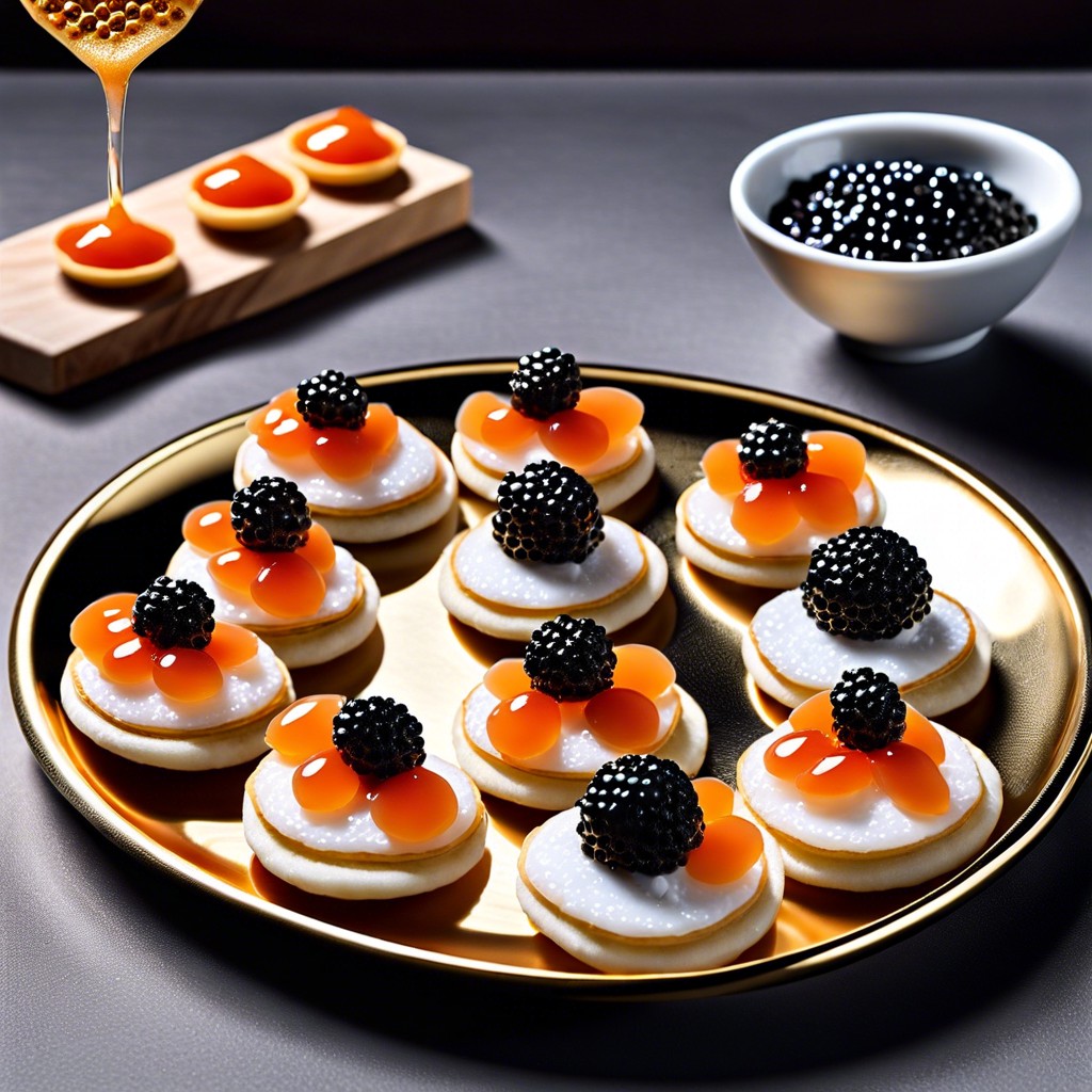 caviar on mini blinis