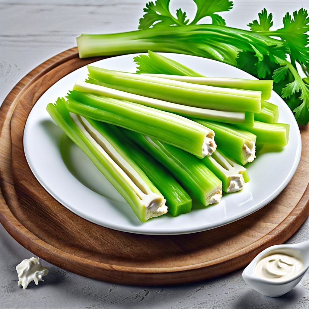 celery sticks filled with cream cheese and raisins
