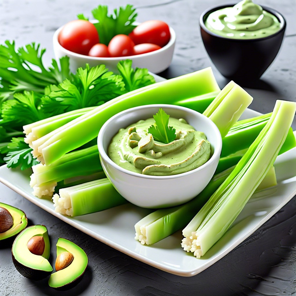 celery sticks with avocado dip