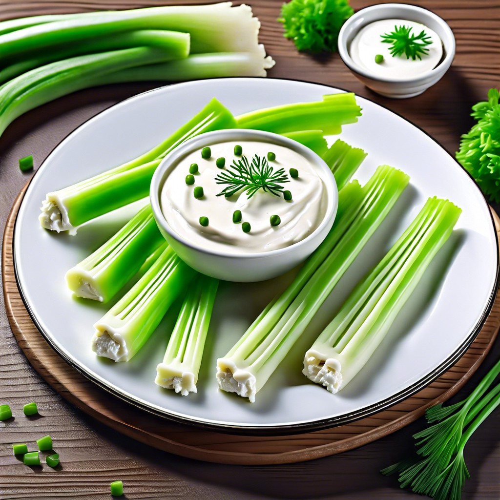 celery sticks with cream cheese and chives