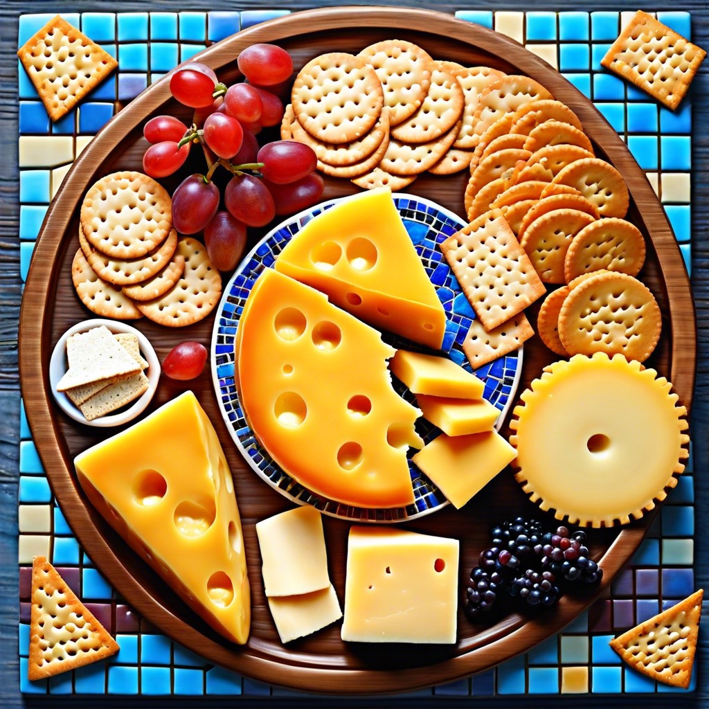 cheese and cracker mosaics