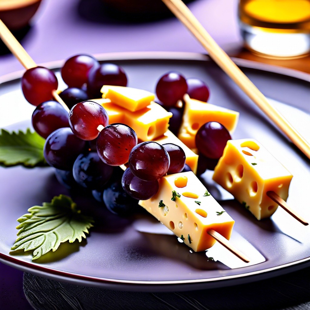 cheese and grape skewers