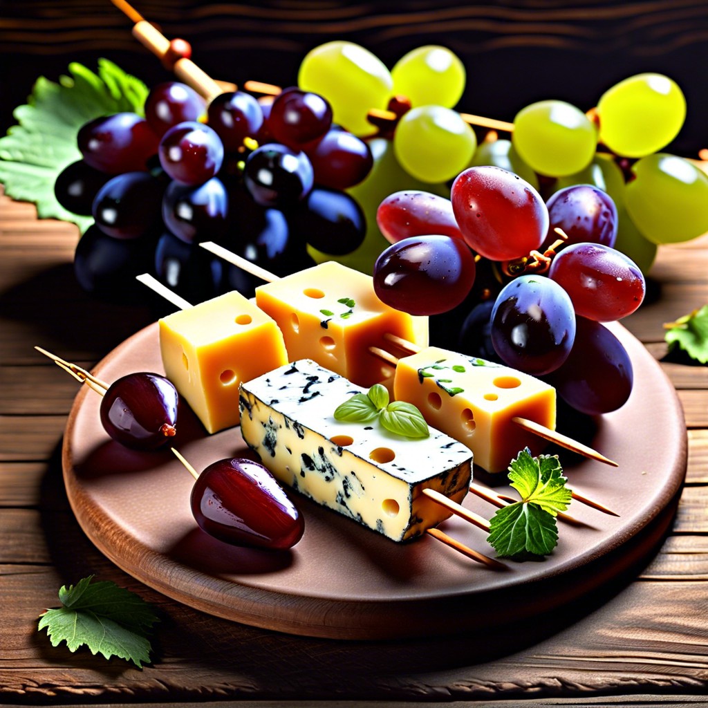 cheese and grape skewers