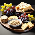 cheese and whole grain cracker platters with grapes