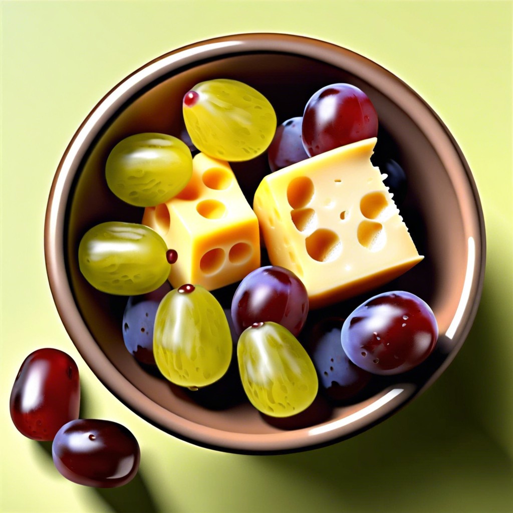 cheese cubes and grapes