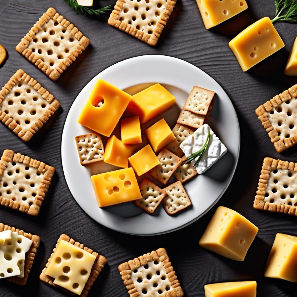 cheese cubes with whole grain crackers