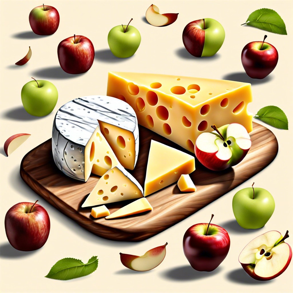 cheese slices with apple wedges