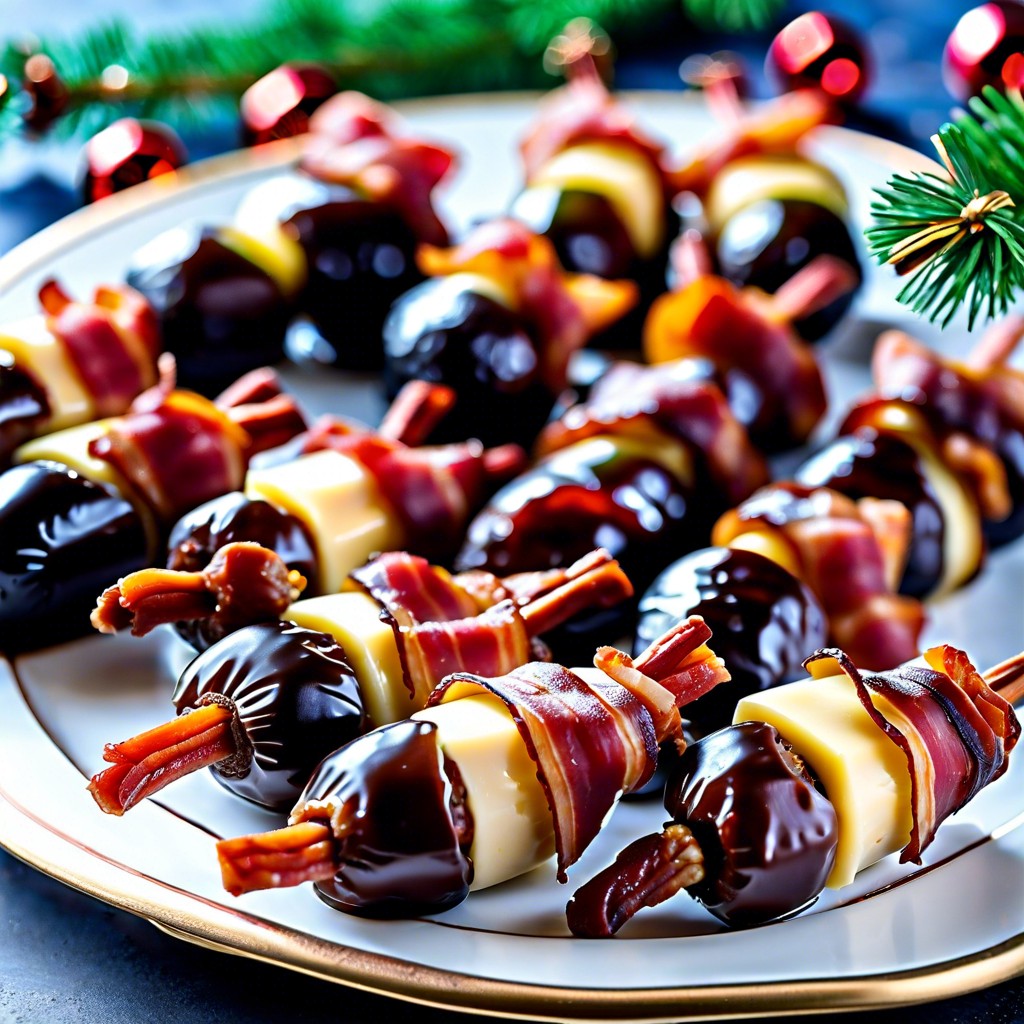 cheese stuffed dates wrapped in bacon