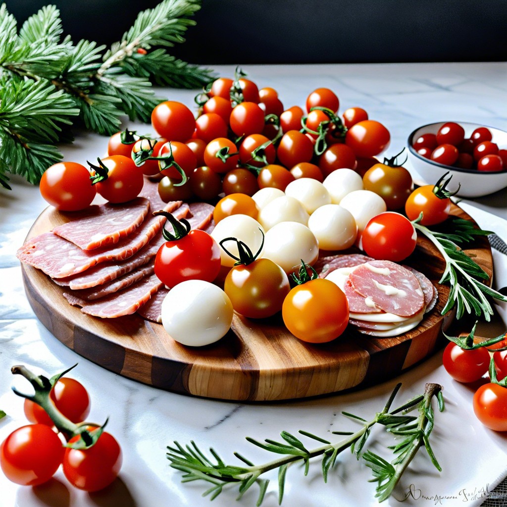 cherry tomatoes and mozzarella balls