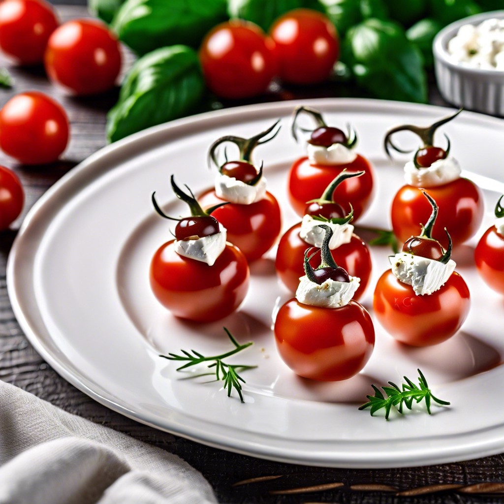 cherry tomatoes filled with goat cheese