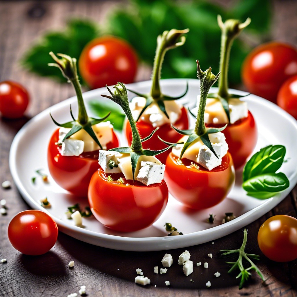 cherry tomatoes stuffed with feta