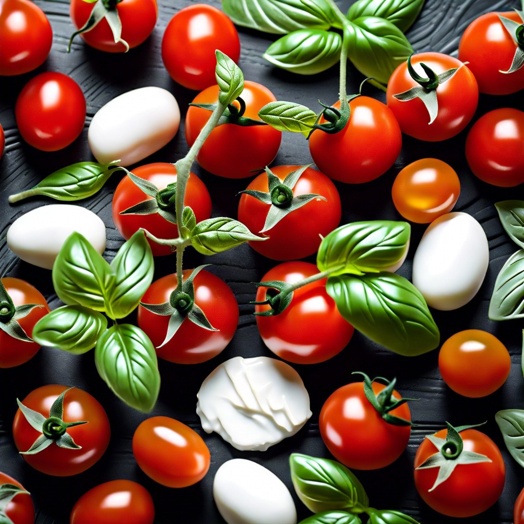 cherry tomatoes with fresh basil and mozzarella