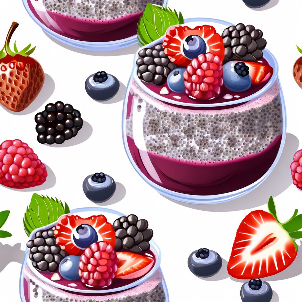 chia pudding topped with fresh berries