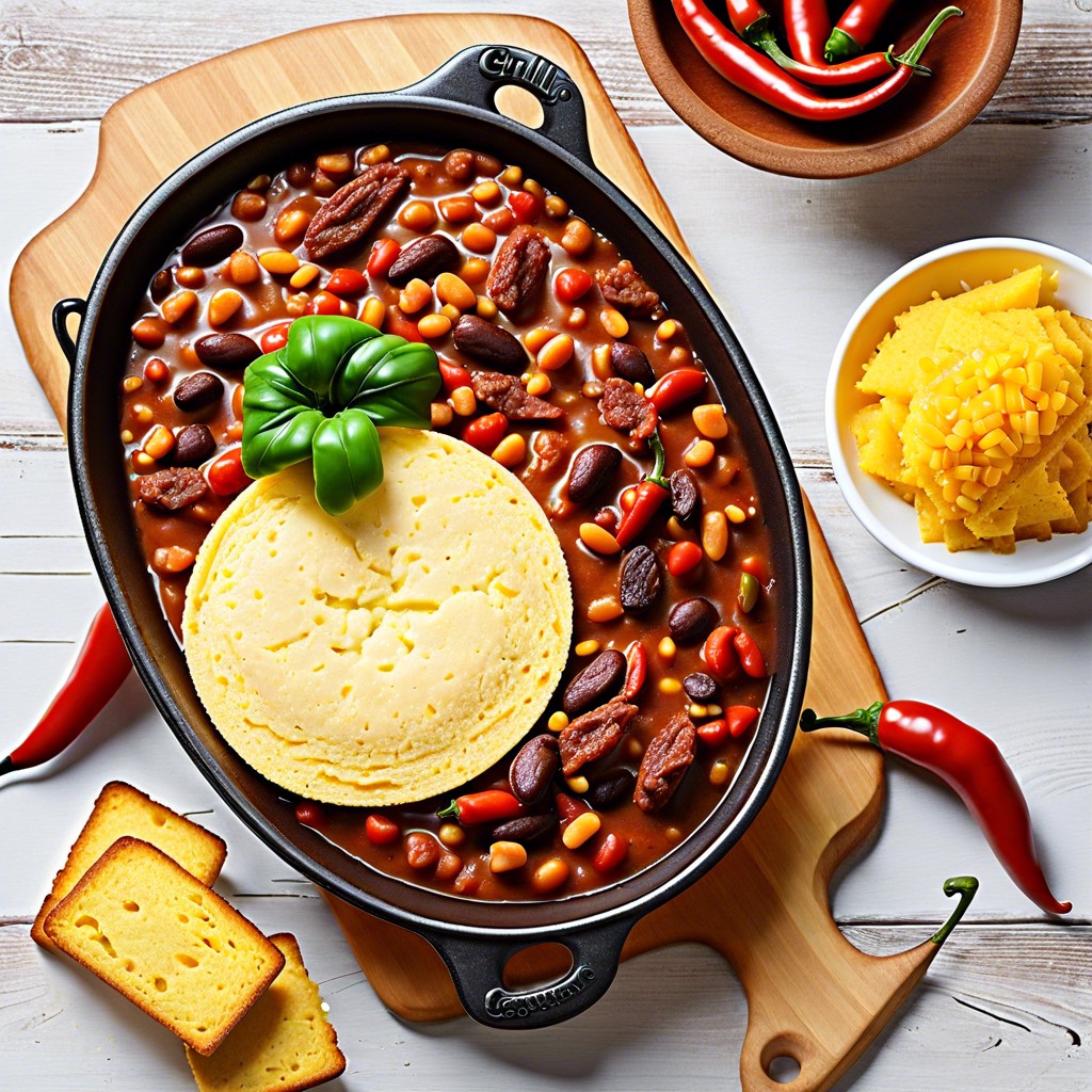 chili and cornbread board