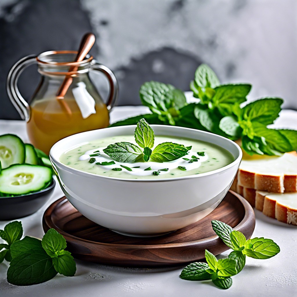 chilled cucumber yogurt soup with mint