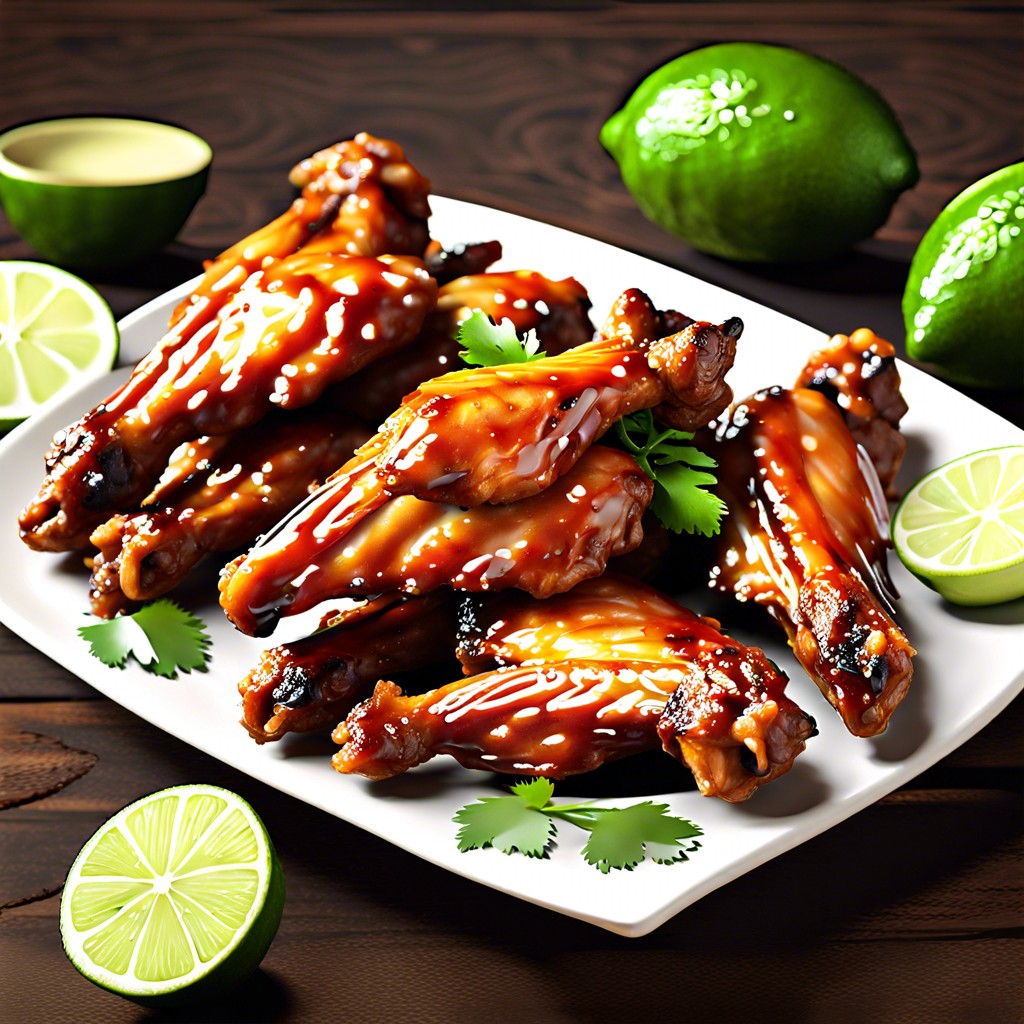 chipotle lime wings with avocado slices