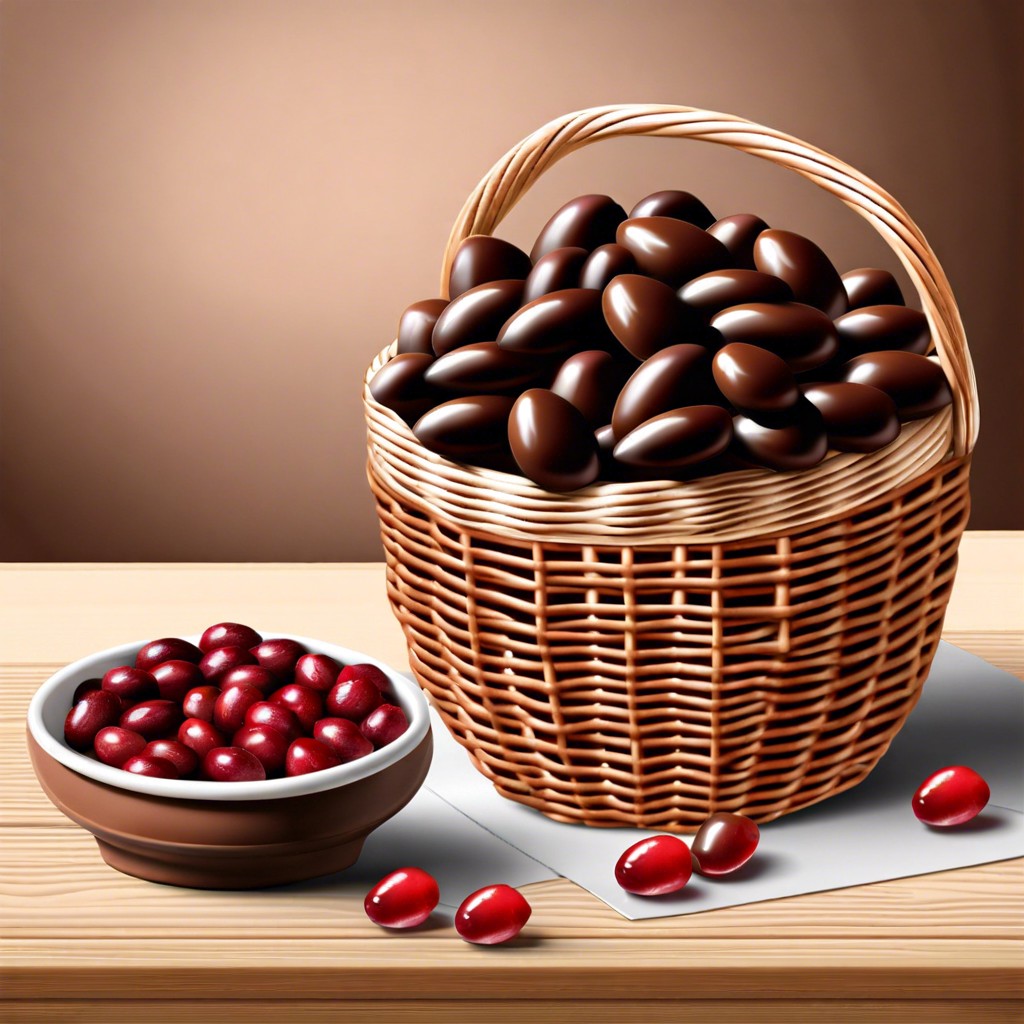 chocolate covered almonds and cranberries