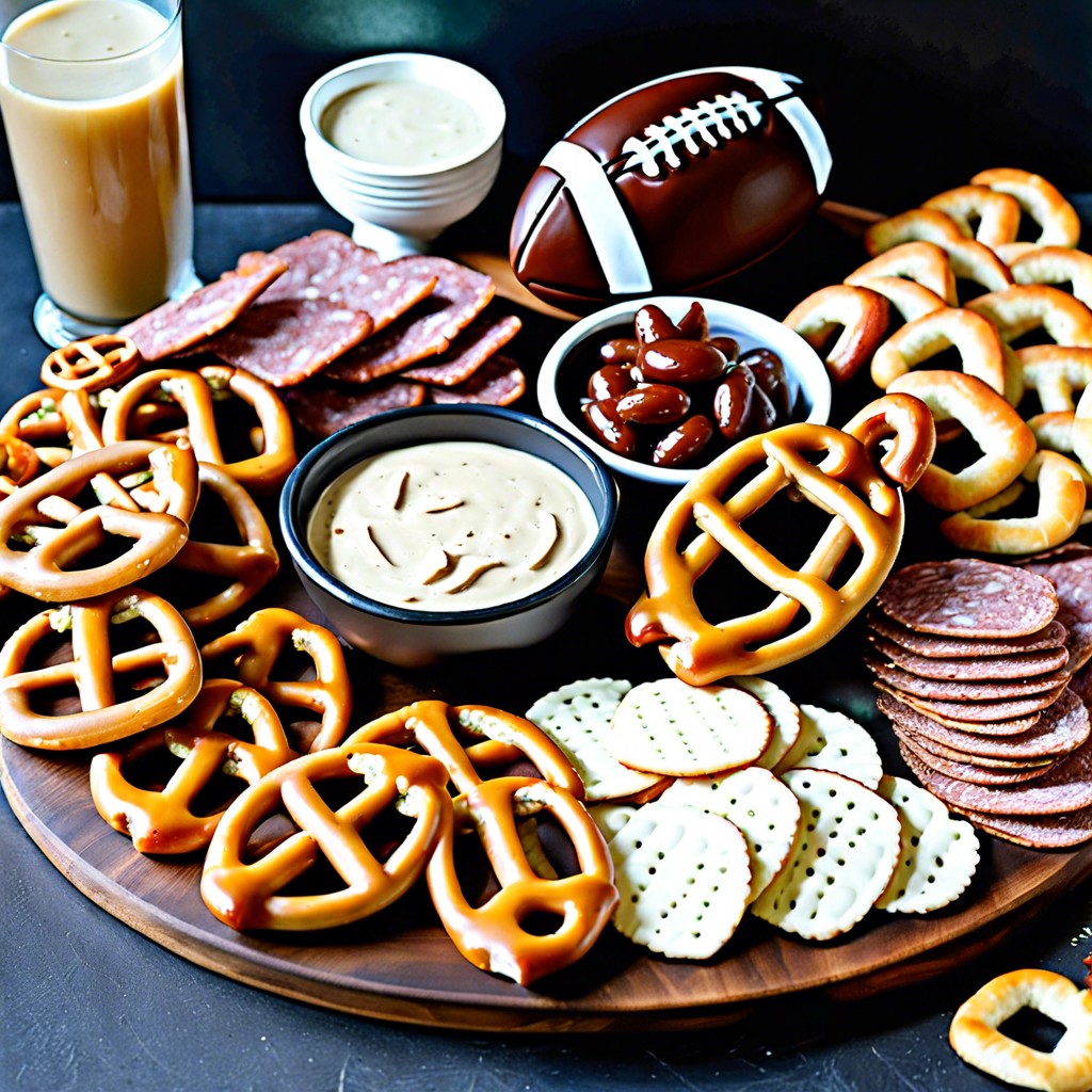 chocolate covered pretzel sticks as goalposts