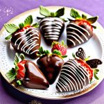 chocolate covered strawberries decorated with butterfly designs