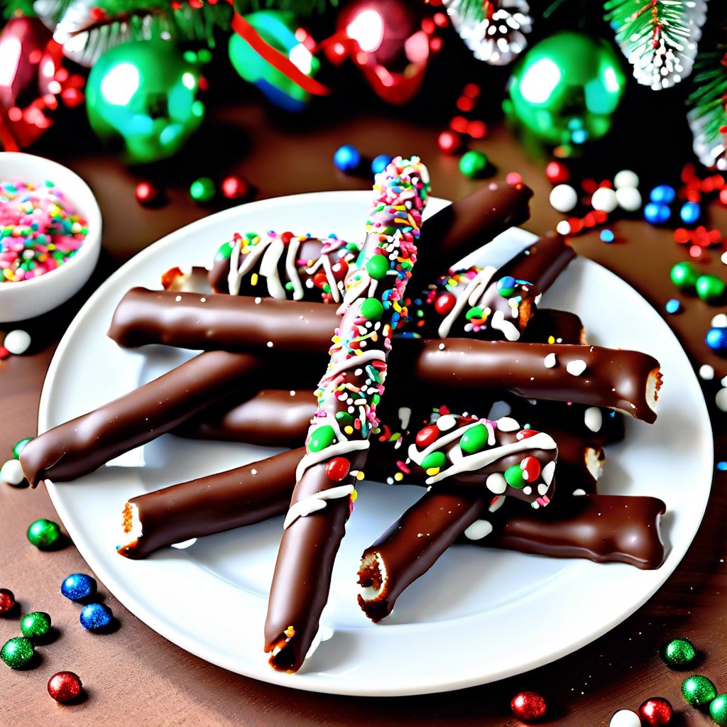 chocolate dipped pretzel rods