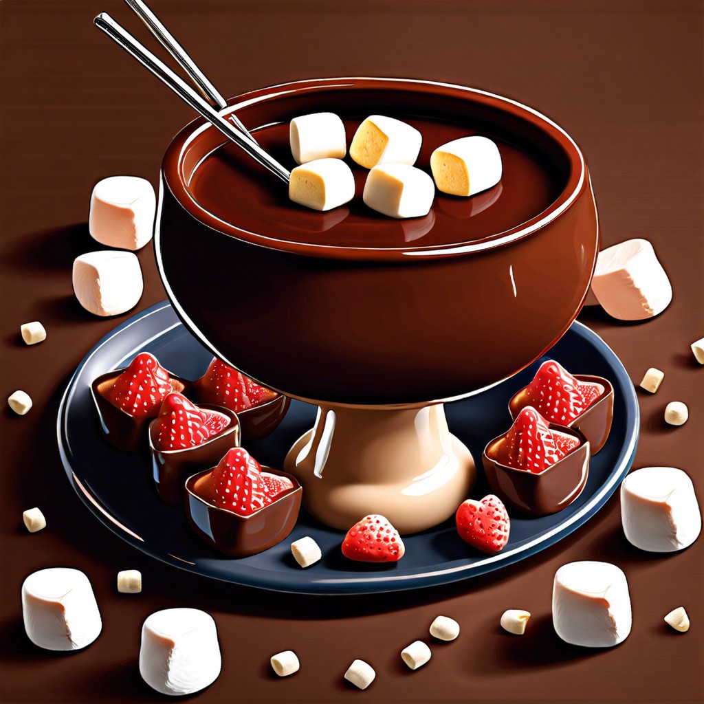 chocolate fondue with marshmallows