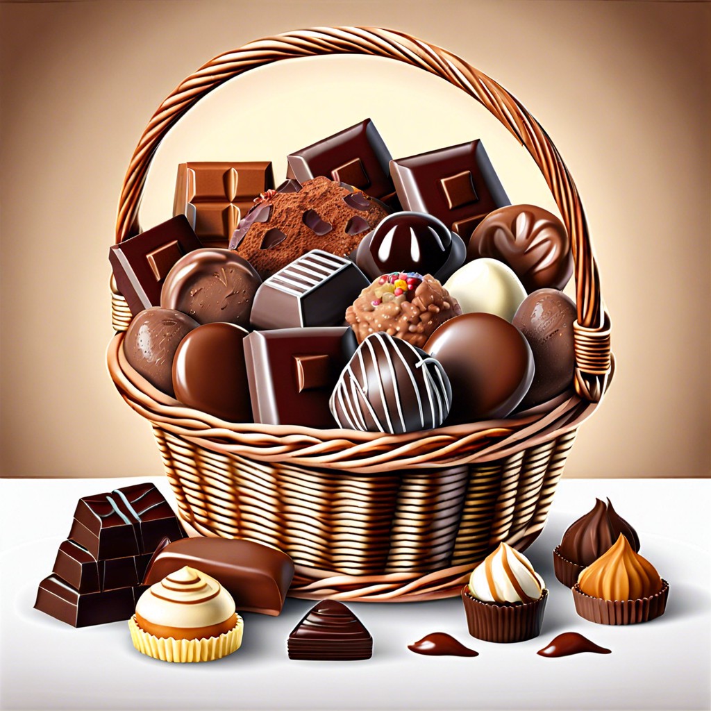 chocolate lovers basket assorted chocolates truffles and cocoa