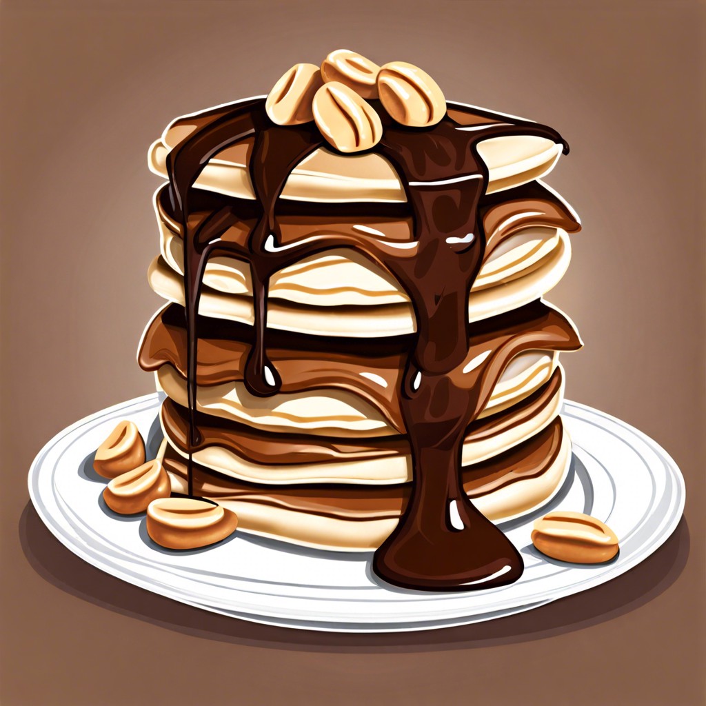 chocolate peanut butter and date stuffed pancakes